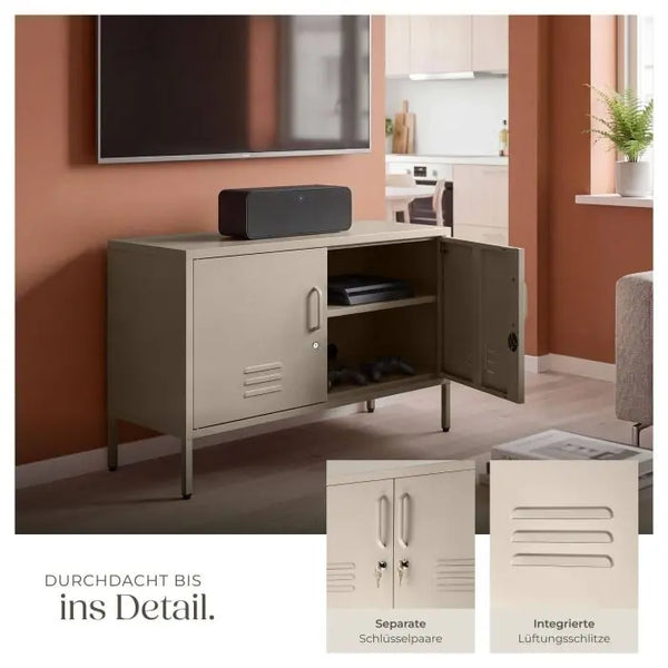 Sideboard Baker Metall mit Magnetverschluss taupe 100 x 42,5 x 65 cm