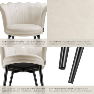 Sessel Stella Samt creme/schwarz