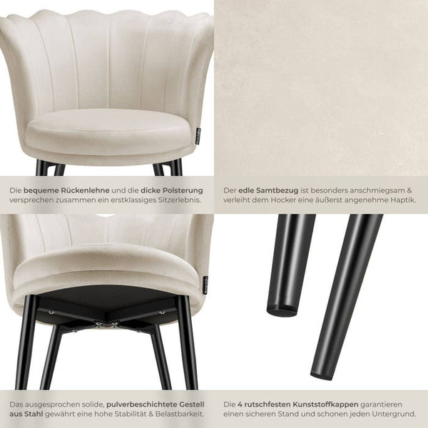 Sessel Stella Samt creme/schwarz