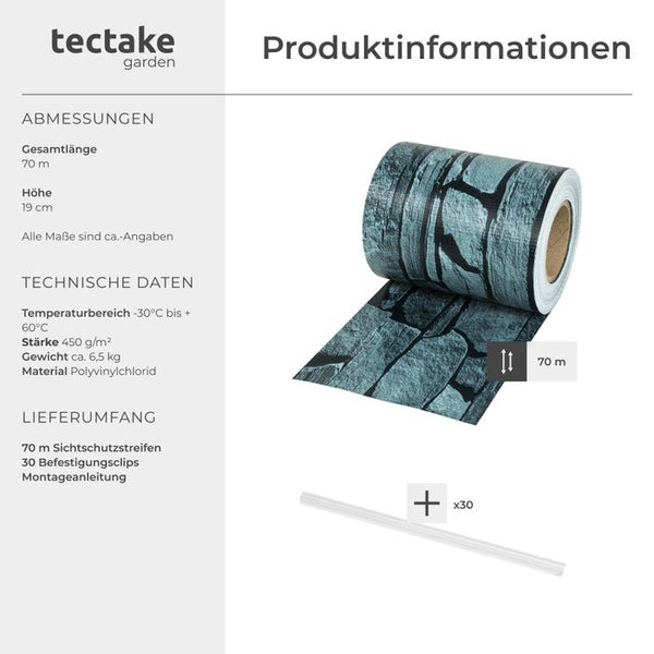PVC Sichtschutzfolie Schiefer 70 m