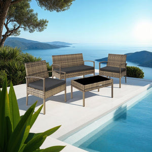 Rattan Sitzgruppe Sparta 3+1 natur