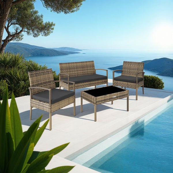 Rattan Sitzgruppe Sparta 3+1 natur