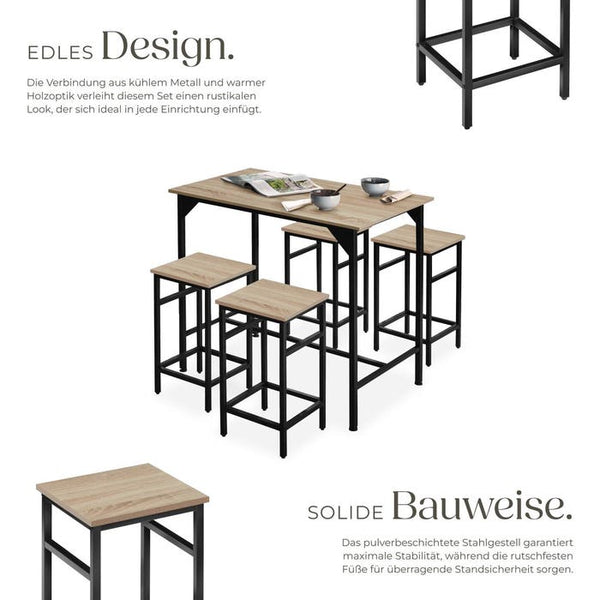 Bartisch-Set Edinburgh Industrial Holz hell, Eiche Sonoma