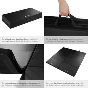 Gymnastikmatte klappbar und erweiterbar schwarz 240 x 120 x 5 cm
