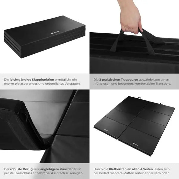 Gymnastikmatte klappbar und erweiterbar schwarz 240 x 120 x 5 cm