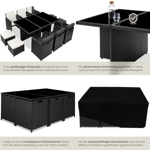 Aluminium Rattan Sitzgruppe New York 6+4+1, schwarz
