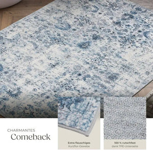 Vintage Teppich Amara Kurzflor blau 160 x 230 cm