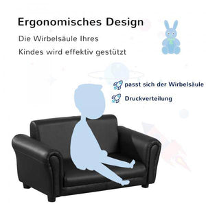 Kindersofa mit Hocker Sofa Sessel Kinder Kindersessel PVC schwarz
