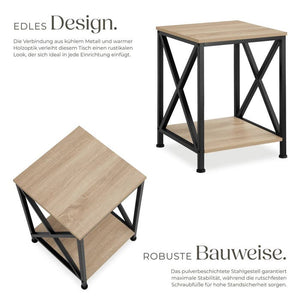 Beistelltisch Carlton 40,5x40,5x52,5cm Industrial hellbraun