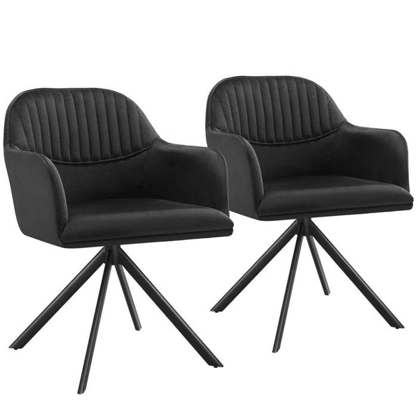 Samt-Drehstuhl Lona schwarz/schwarz 2er Set