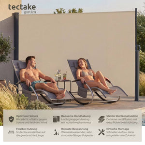 Ausziehbare Seitenmarkise mit Aufrollmechanismus, blickdicht beige 300 x 200 cm