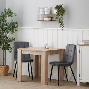 Esstisch mit 2 Stühlen Set 80x80 cm Natur Grau