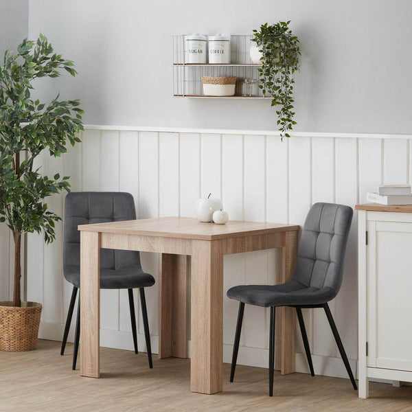 Esstisch mit 2 Stühlen Set 80x80 cm Natur Grau