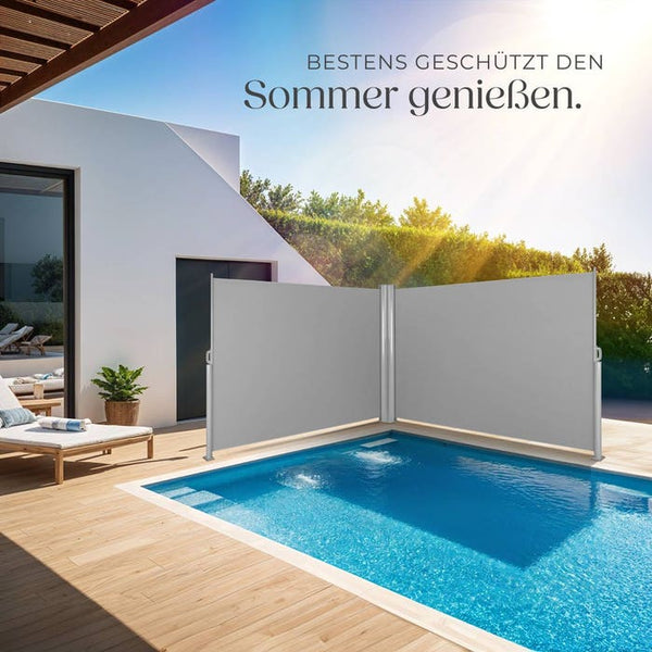 Tenda da sole laterale doppia in alluminio grigio 180 x 600 cm