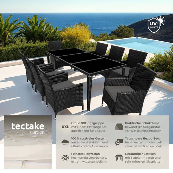 Aluminium Rattan Sitzgruppe Menorca schwarz