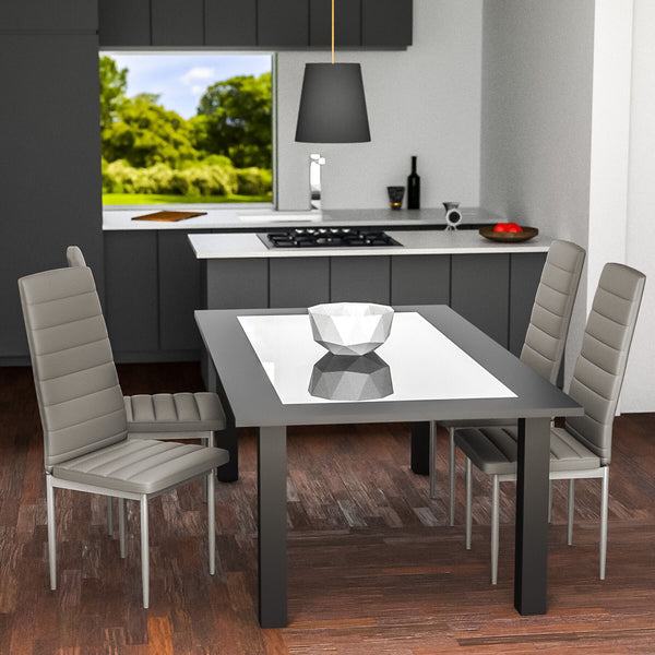 4 Esszimmerstühle Kunstleder, grau