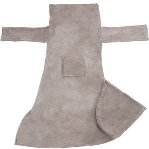 2 cuddly blankets with sleeves, grey, 180 x 150 cm