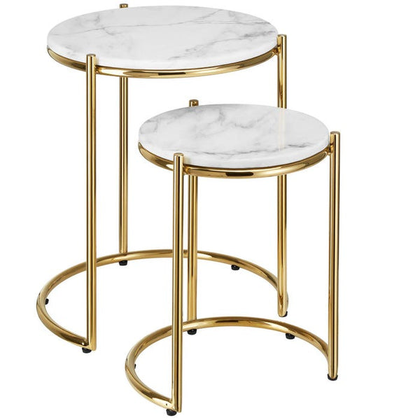 Beistelltisch Ellsa weiß/gold 2er Set