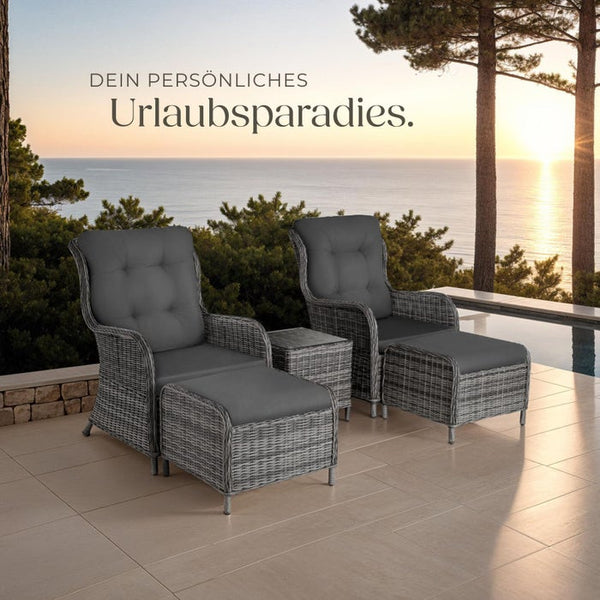 Rattan Sitzgruppe Benissa grau-meliert/grau