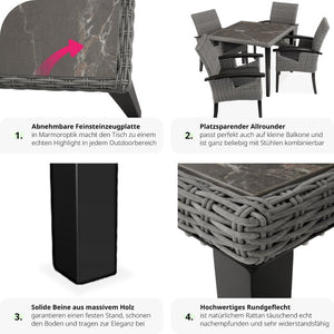 Rattan Tisch Tarent grau