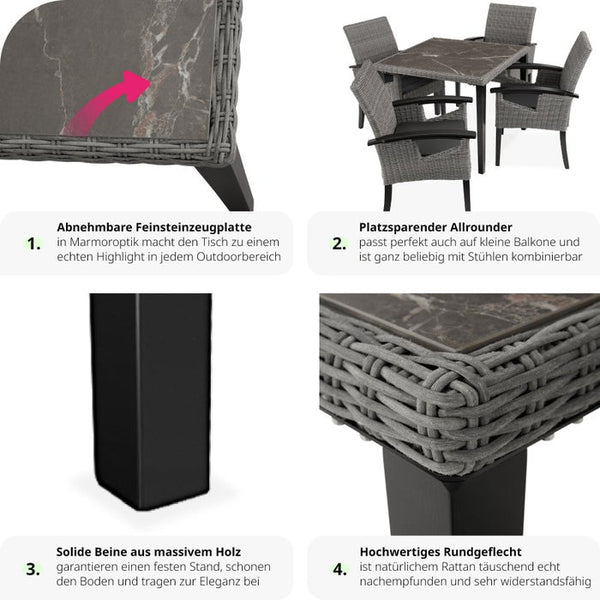 Rattan Tisch Tarent grau