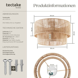 Deckenleuchte Lignea Lux aus Jute