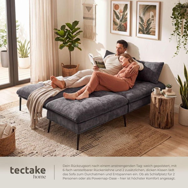 Schlafsofa Tokio 3in1 mit neigbarer Rückenlehne grau