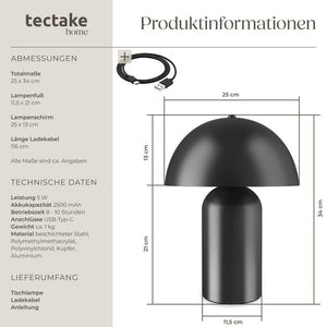 Retro-Tischlampe Kade schwarz