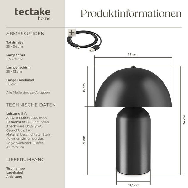 Retro-Tischlampe Kade schwarz
