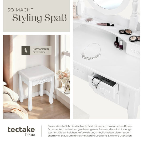 Dressing table and stool in antique look