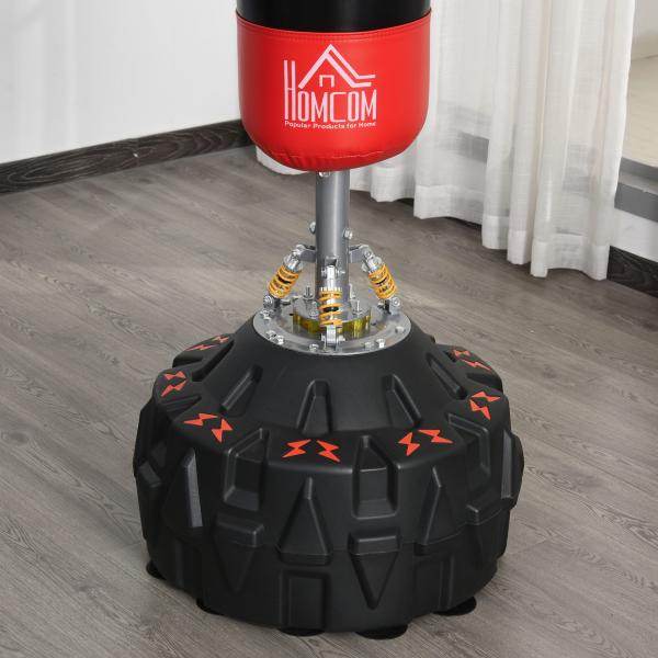 Standboxsack Erwachsene Freistehender Boxtrainingsgerät mit Saugfuss Schwarz+Rot