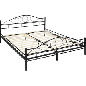 Metallbett mit Lattenrost im romantischen Design schwarz/schwarz 200 x 180 cm