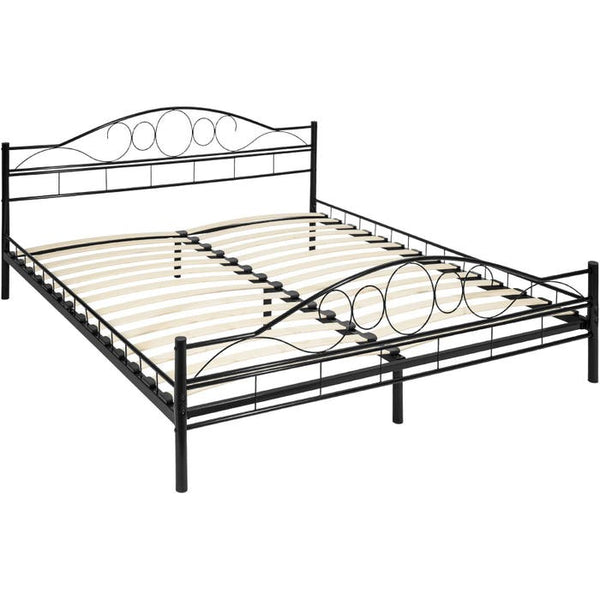 Metallbett mit Lattenrost im romantischen Design schwarz/schwarz 200 x 180 cm