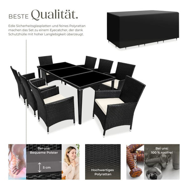 Aluminium Rattan Sitzgruppe Menorca schwarz