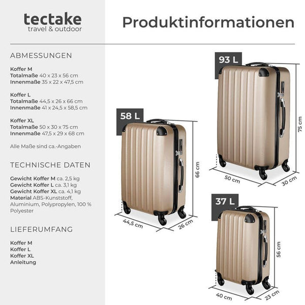 Reisekofferset Hartschale, beige