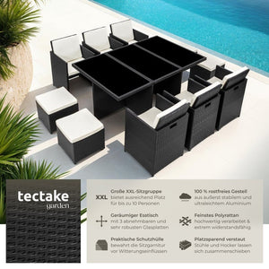 Aluminium Rattan Sitzgruppe New York 6+4+1, schwarz