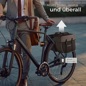 Fahrradtasche mit Gepäckträger-Befestigung und Reflektorstreifen