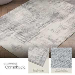 Vintage Teppich Nadira Kurzflor waschbar beige 120 x 170 cm