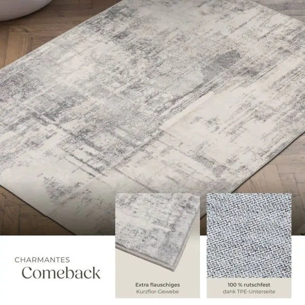 Vintage Teppich Nadira Kurzflor waschbar beige 120 x 170 cm