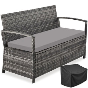 Rattan-Gartenbank Vecchia 2-Sitzer mit Stauraum grau