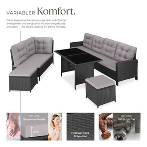Rattan Lounge Barletta - schwarz/grau