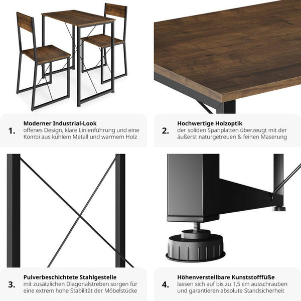 Sitzgruppe Margate Industrial Holz dunkel, rustikal
