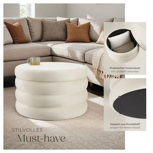 Sitzhocker mit Stauraum Altu XL Samtoptik creme-weiß