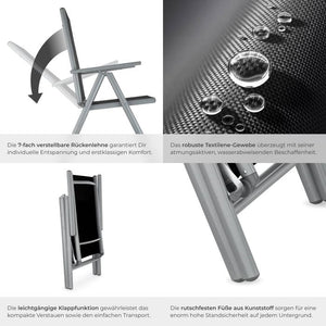 2 Aluminium Gartenstühle schwarz/silber