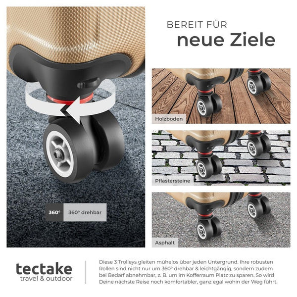 Trolley Set 3-tlg. aus Hartschale, champagner