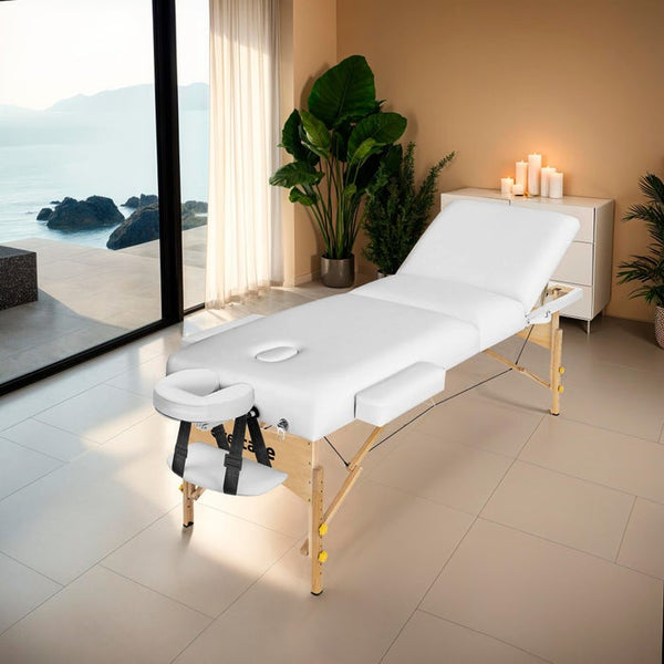 3 Zonen Massageliege-Set weiss