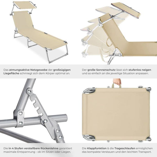 2 Gartenliegen 4-stufig beige