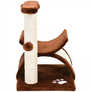 Katzenkratzbaum Spielbaum Kratzbaum Katzen mit Ball Braun L40 x B30 x H43 cm