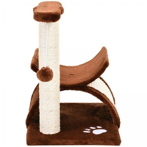 Katzenkratzbaum Spielbaum Kratzbaum Katzen mit Ball Braun L40 x B30 x H43 cm