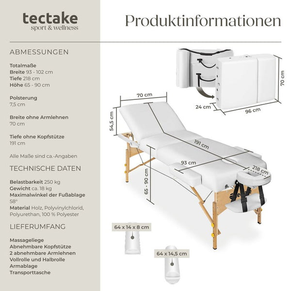 3 Zonen Massageliege-Set Somwang weiss
